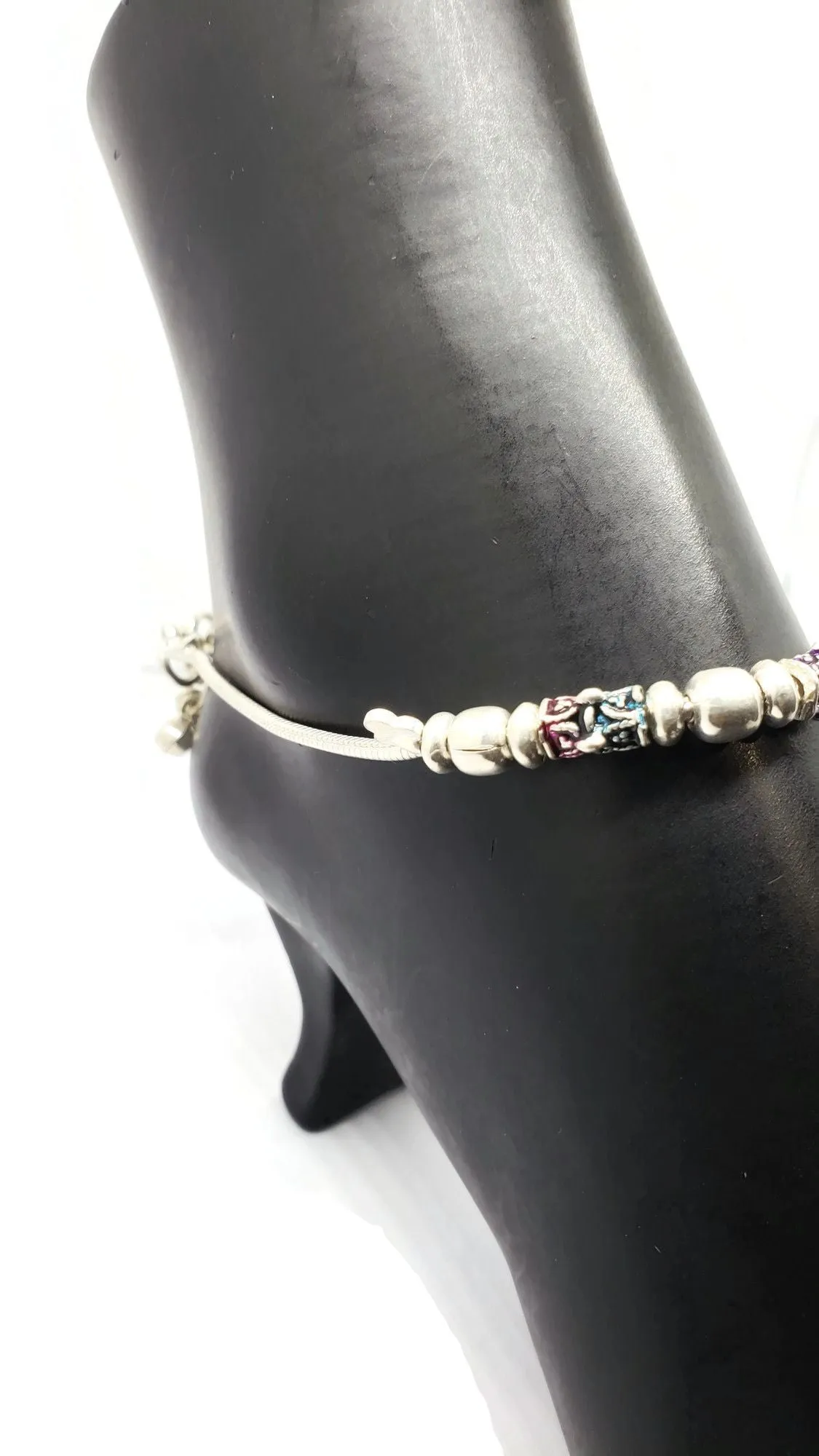 700 Silver Rajwada Anklet - #38