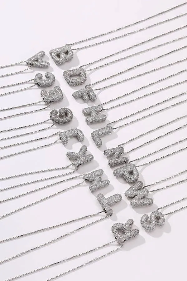 INITIAL PAVE RHINESTONE BUBBLE BALLOON NECKLACE | 80N751: L