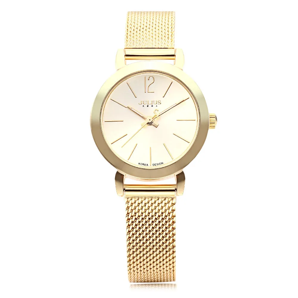 Julius JA - 732 Women Quartz Watch Stainless Steel Net Band Luminous Pointer Female Wristwatch